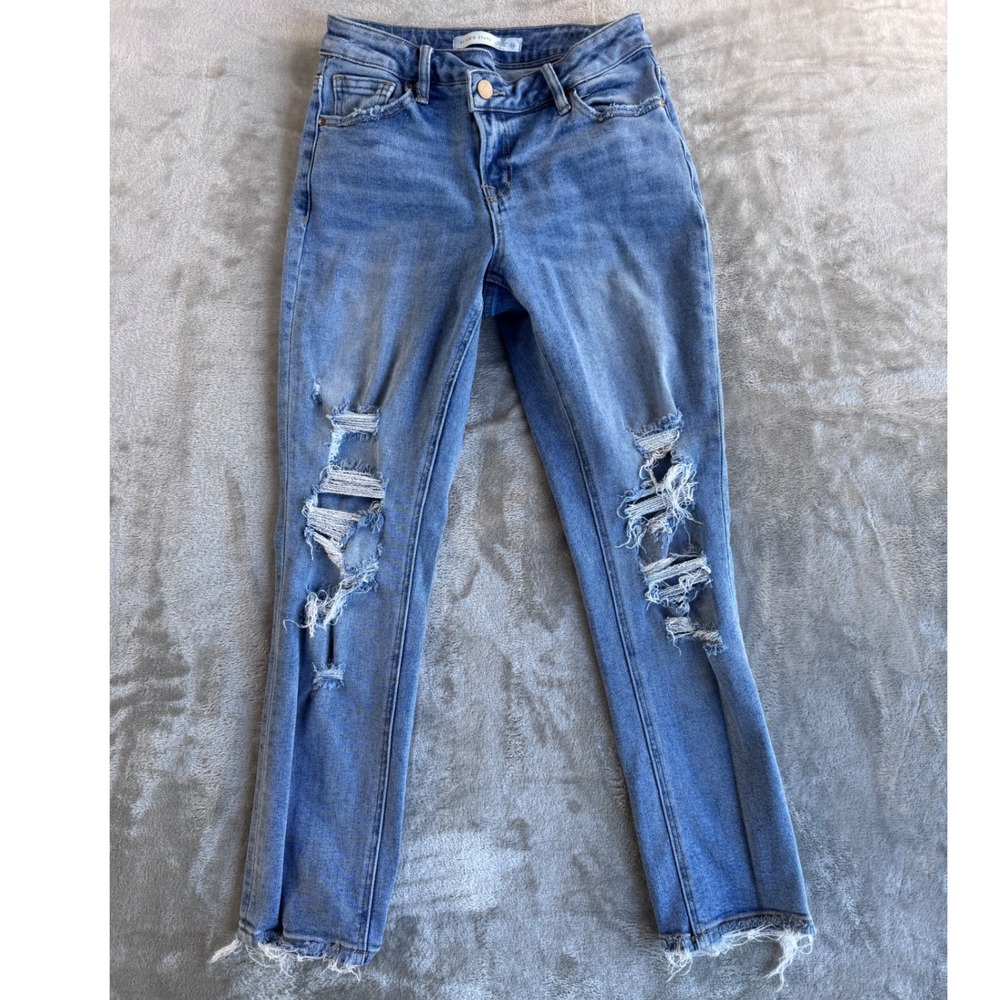 Altar'd State Distressed Skinny Jeans Womens 24 Y2K Grunge Raw Hem Denim